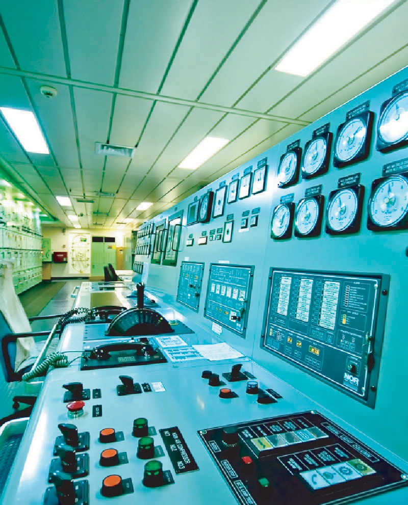 Ship bridge control room and instrumentation panels