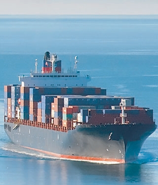 Container vessel underway at sea